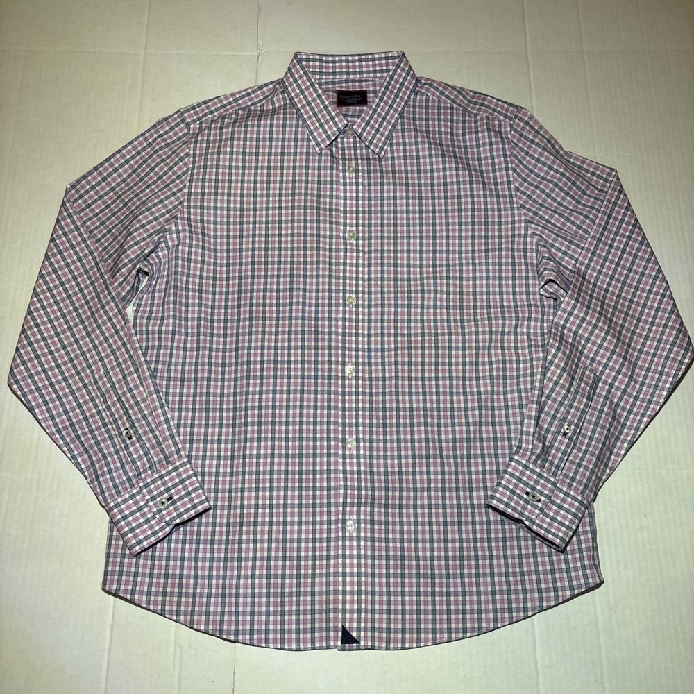 UNTUCKit Wrinkle Free Button Up Shirt Mens XL Long Sleeve Check Pattern Pink